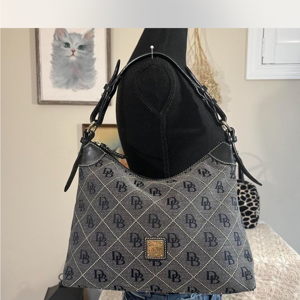 Dooney & Bourke Black and Gray Monogram Shoulder Bag